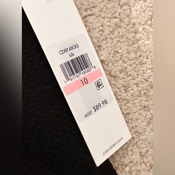 NWT Calvin Klein Black Dress Rose Embossed Gold Zippered Women’s Size 10 Classy - Picture 10 of 12